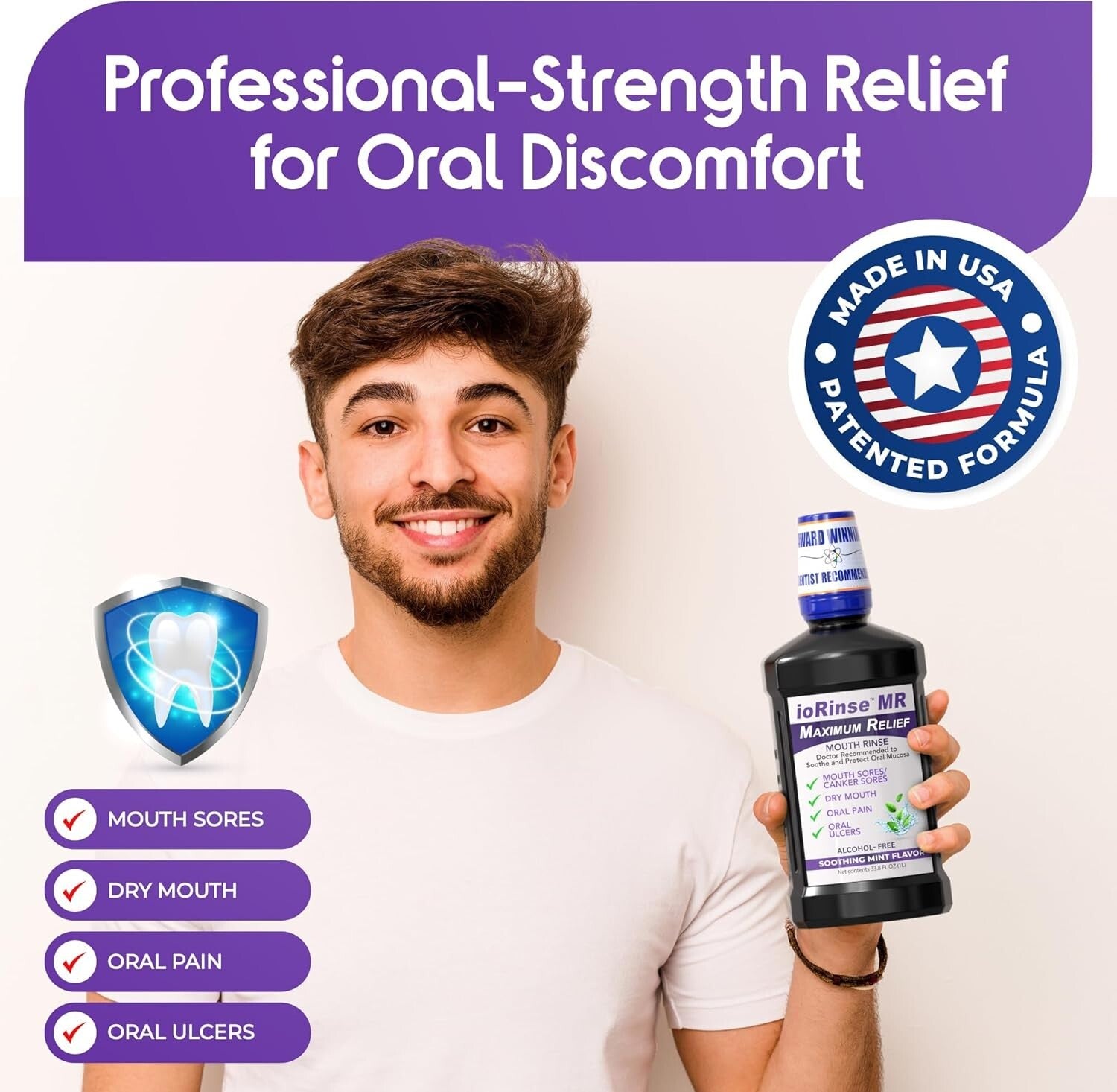 Max Relief ioRinse MR: Oncologist-Approved Oral Rinse for Sensitive Mouths - 1L