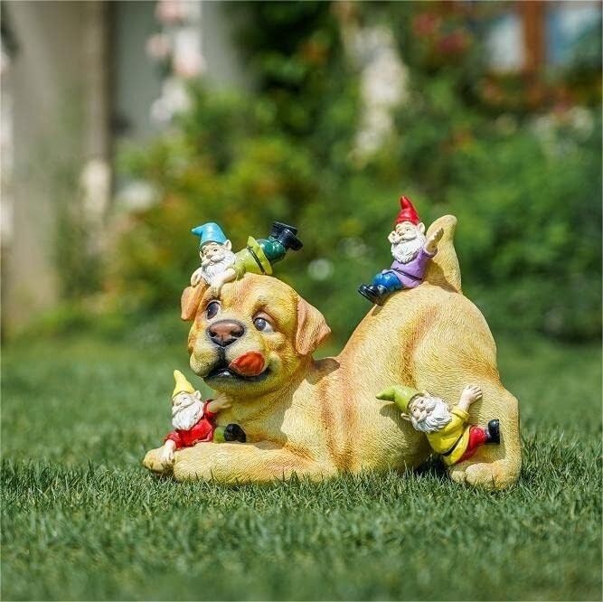 Whimsical Dog & Gnome Lawn Ornament - Perfect Gift for Housewarming & Birthdays