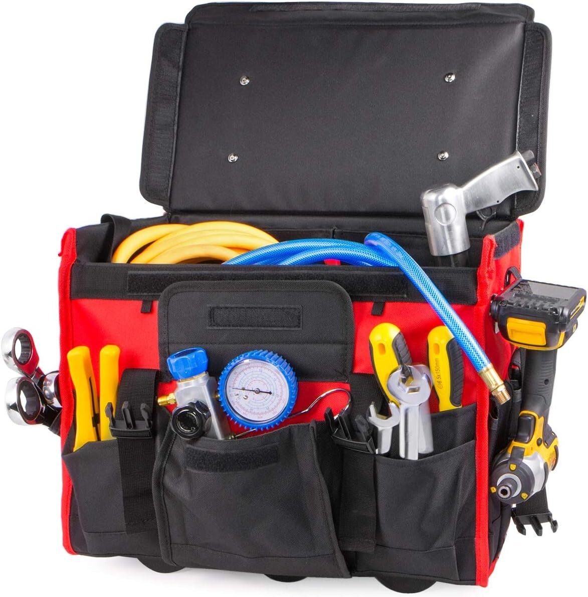 Durable 18" Rolling Tool Bag with 18 Compartments - Perfect for Professionals