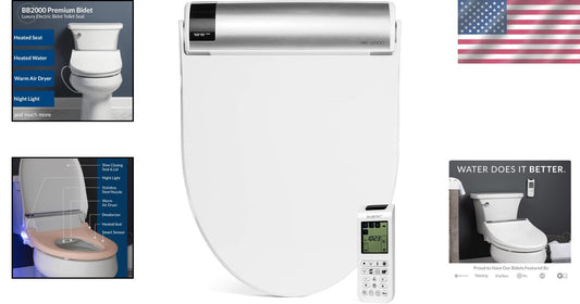 Bliss Electric Bidet Toilet Seat - Warm Water, Adjustable Dryer, Elongated White