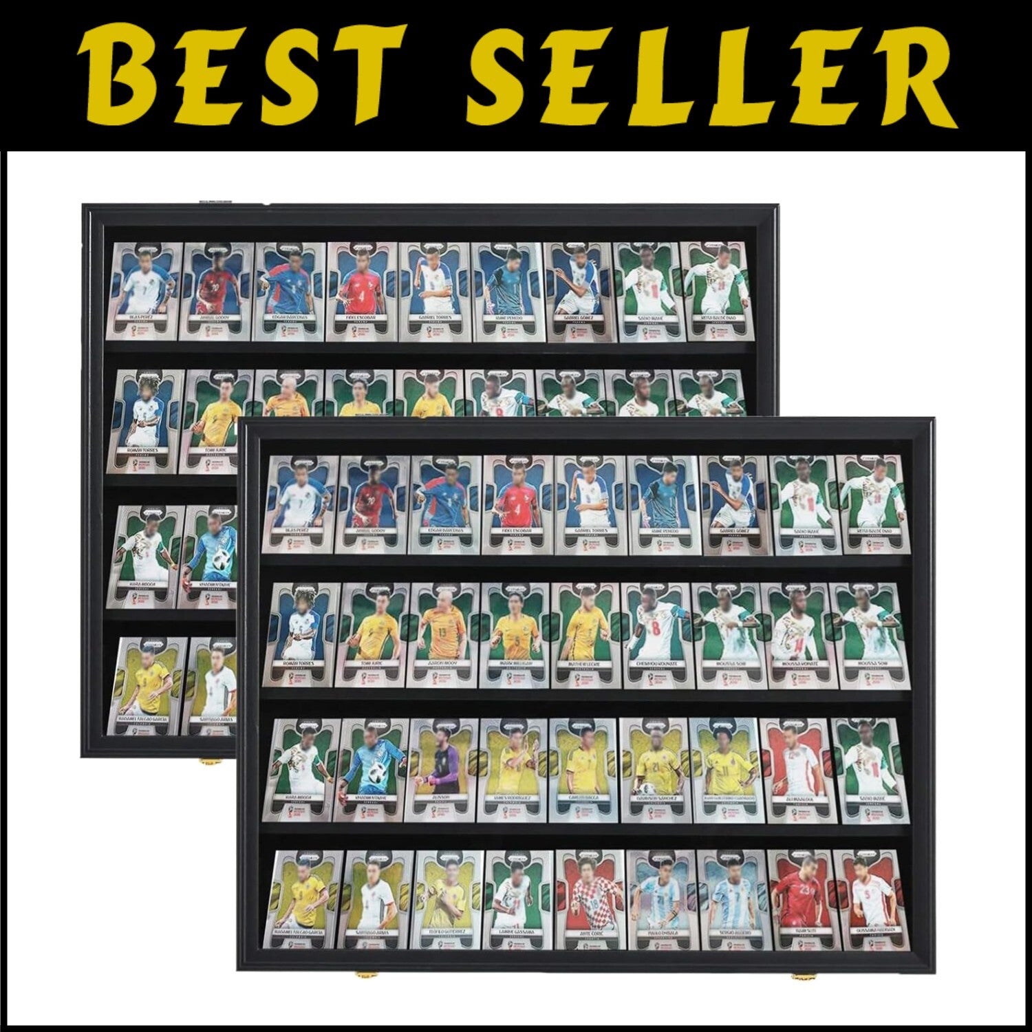 2 Pack Lockable Acrylic Sports Card Display Case - Shatter-Proof Black Design