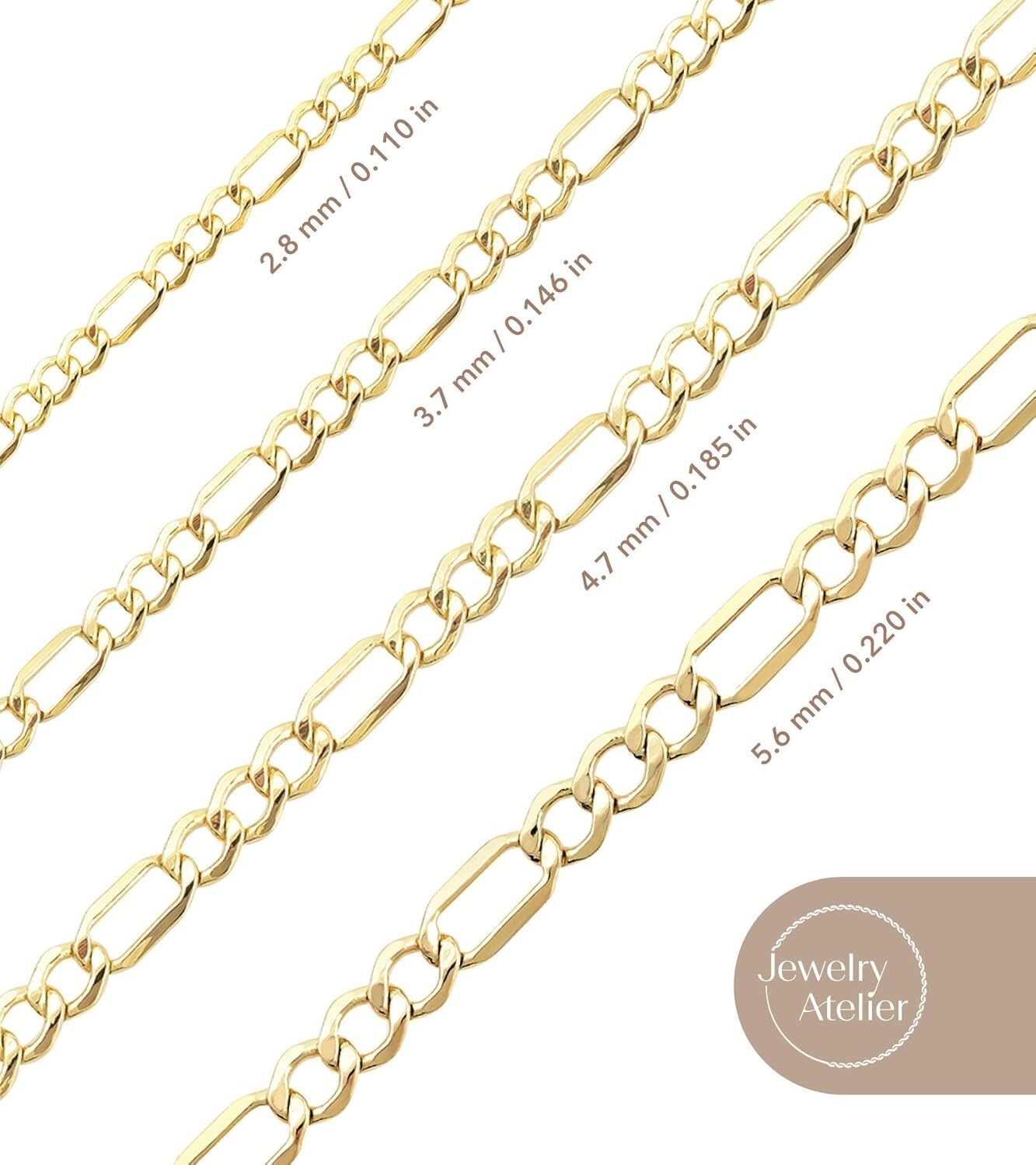 Customizable 14K Solid Yellow Gold Filled Necklaces - Multiple Widths Available
