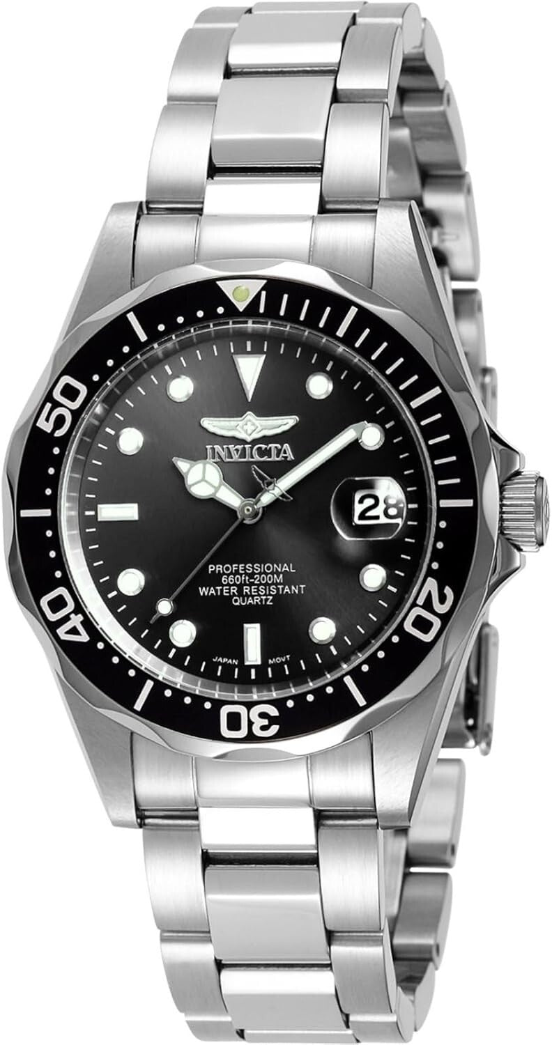 Elegant Men's 37.5mm Stainless Steel Diving Watch with Luminous Markers & Bezel