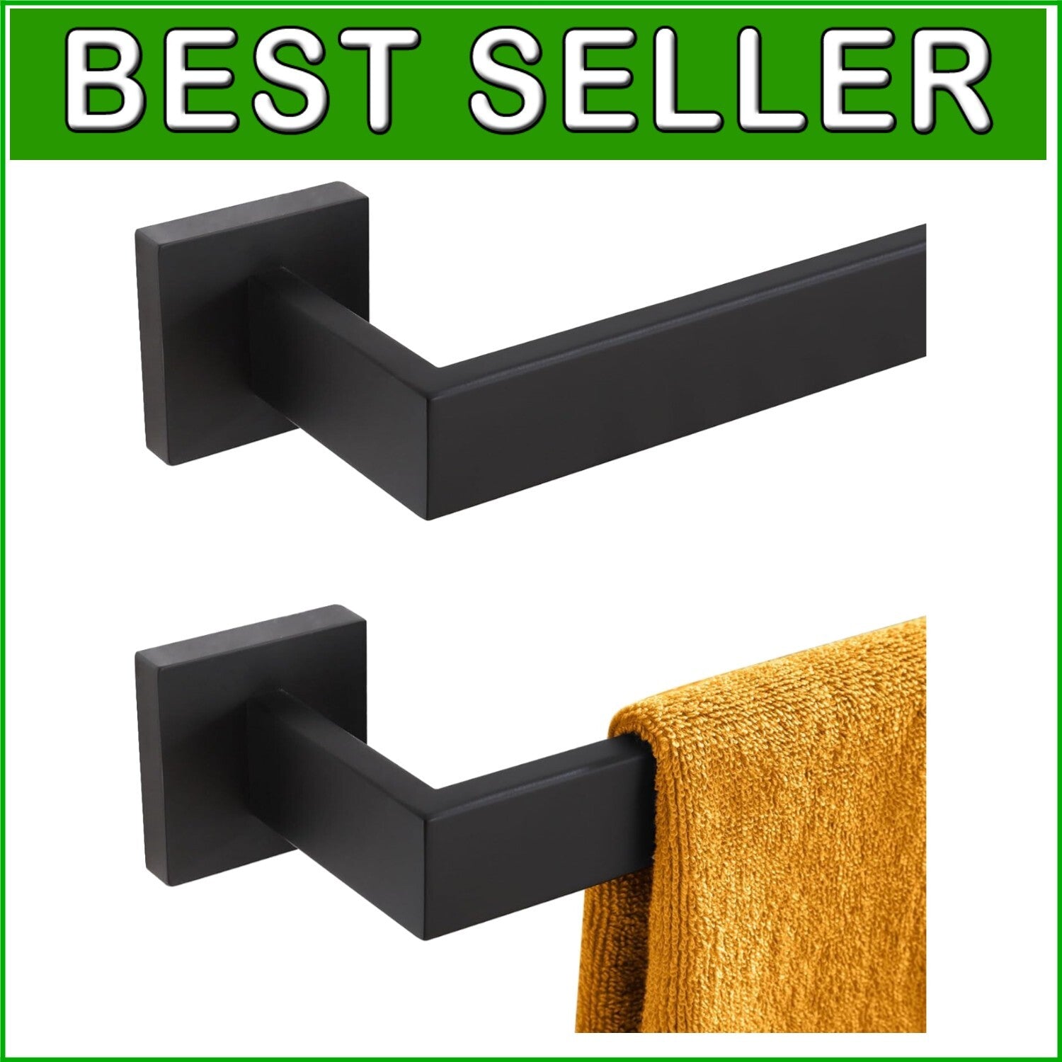 Elegant 24-Inch Wall-Mounted Towel Bar Set in Matte Black - Premium Quality