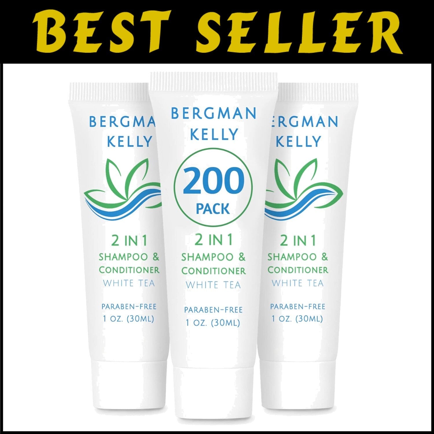 200 PK Travel Size 2-in-1 Shampoo & Conditioner - White Tea Luxe Amenities