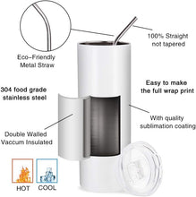 Load image into Gallery viewer, Bulk 10-Pack 20 oz Sublimation Skinny Tumblers - White Stainless Steel Cups