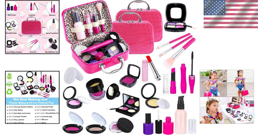Deluxe Makeup Toy Set for Kids - 2 Pack with Compact Cosmetic Bag for Easy Play