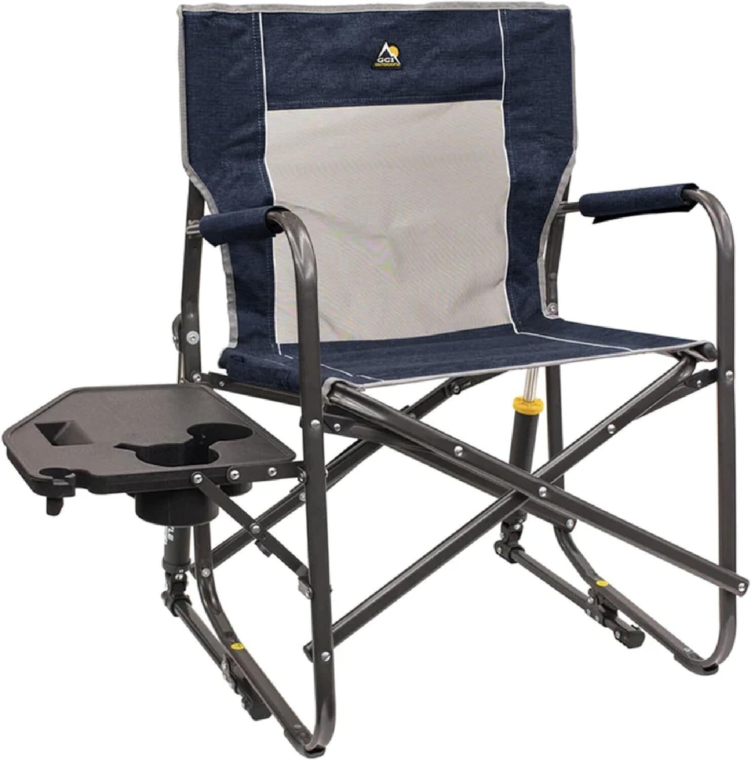 Durable Folding Rocking Chair with Side Table - Perfect for Camping & Relaxation
