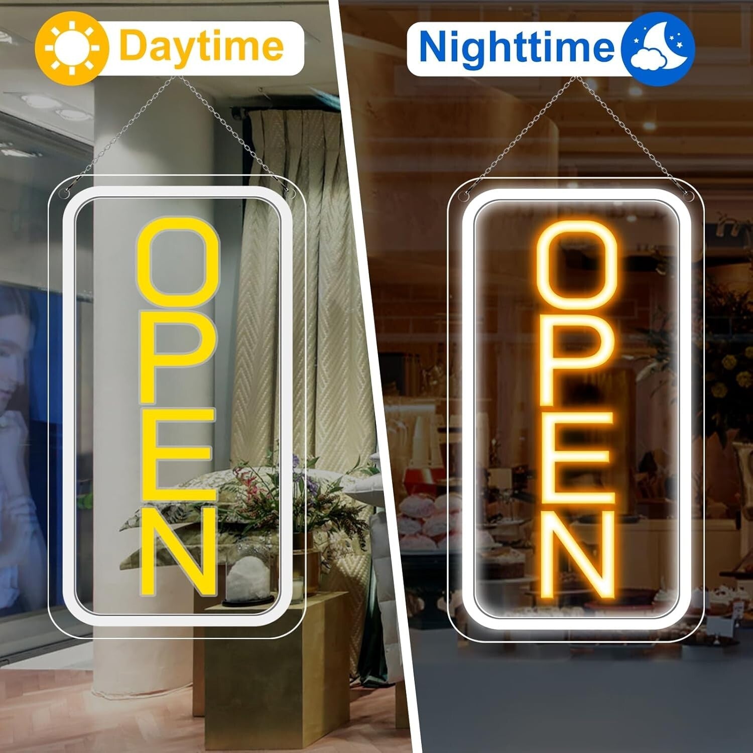 Attractive 16" x 9" LED Neon Open Sign with ON/OFF Switch for Stores