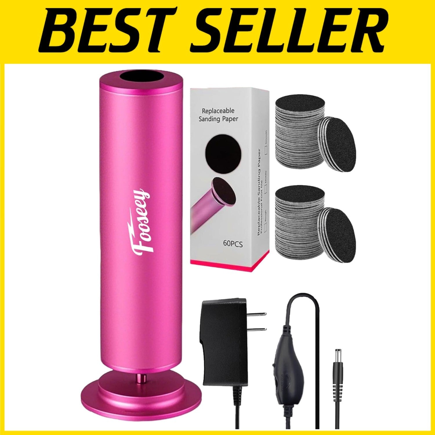 Professional Electric Foot File - Upgrade with 60 Sandpaper Discs & 6.5FT Cord