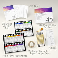 Load image into Gallery viewer, Premium 84-Piece Watercolor Set with Brushes, Paper &amp; Tutorials Included