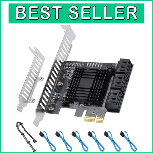 Aluminum Heatsink PCI-E X1 to SATA 3.0 6-Port Controller - Reliable Performance