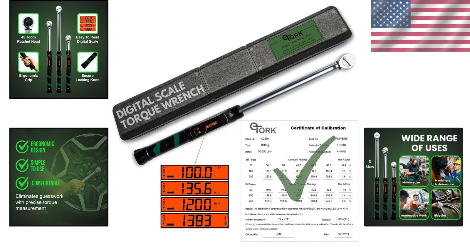 Professional Digital Torque Wrench - 1/2" Drive with Multiple Measurement Units