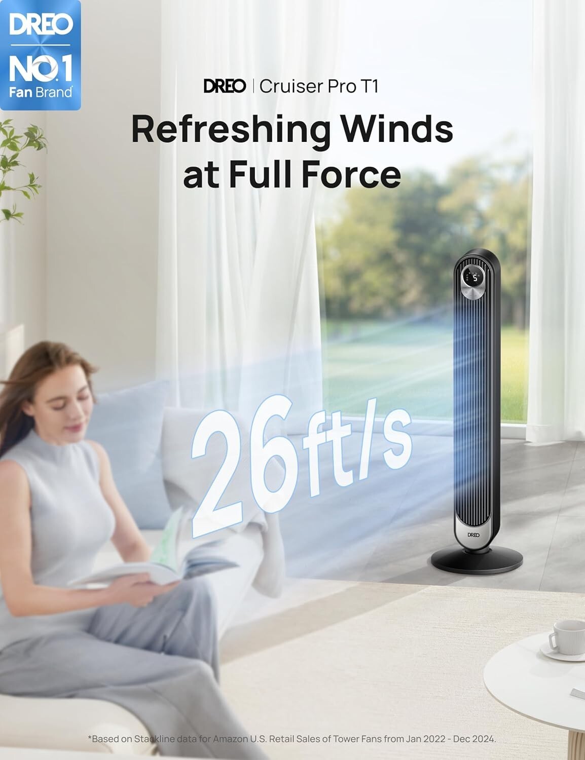 Quiet 42-Inch Tower Fan with 90° Oscillation & Remote Control for Bedrooms