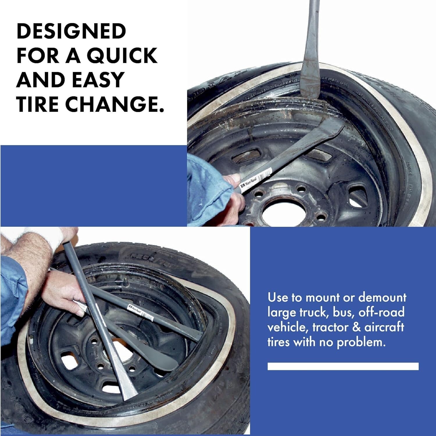 Heavy-Duty Tire Mount and Demount Spoon - 30" Steel Tool for Aircraft and More