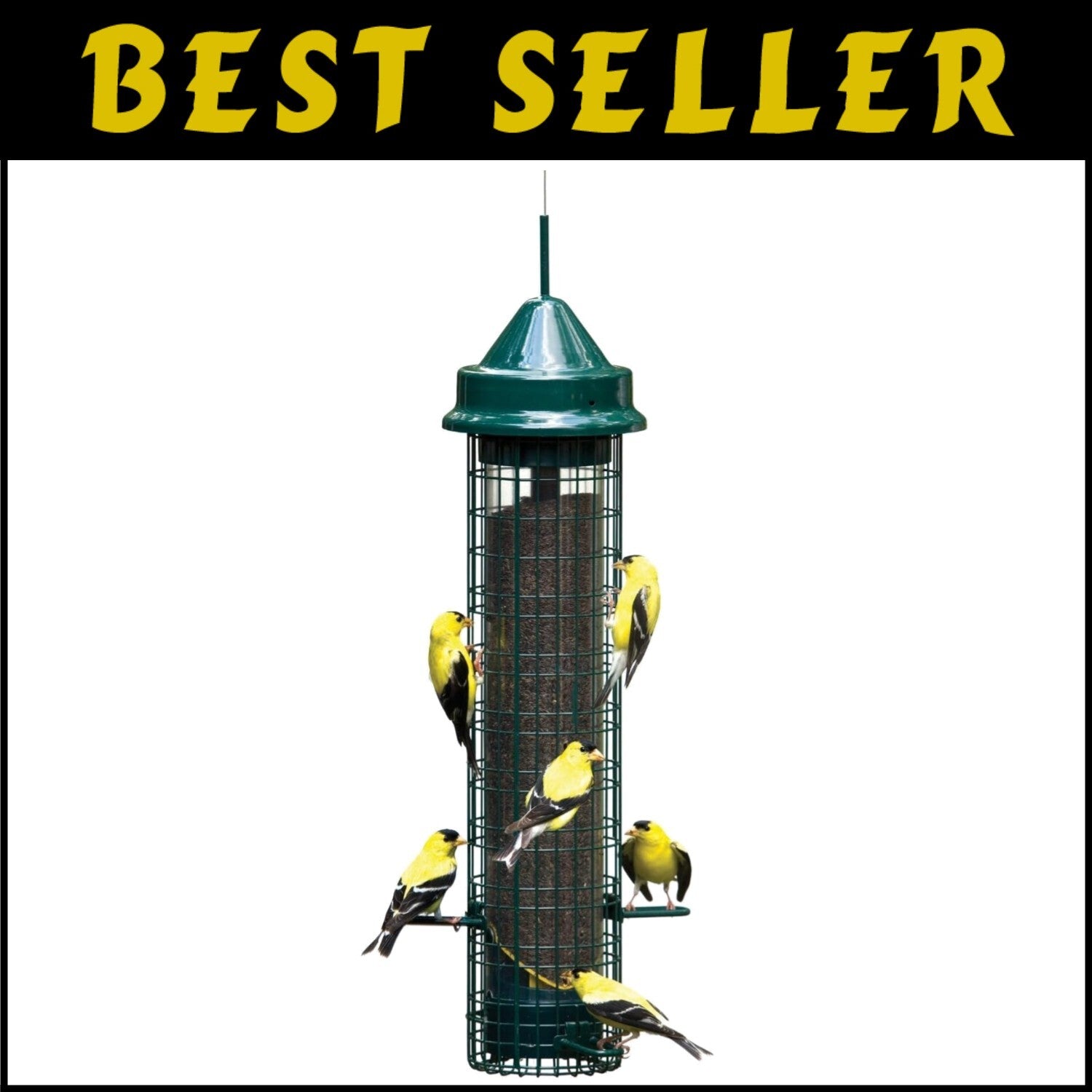 4-Perch Squirrel-Proof Finch Feeder with UV Resistance & Seed Ventilation System