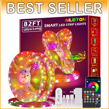 Load image into Gallery viewer, Long 82ft Bluetooth LED Strip Lights - Dimmable RGB Lights for Parties &amp; Decor