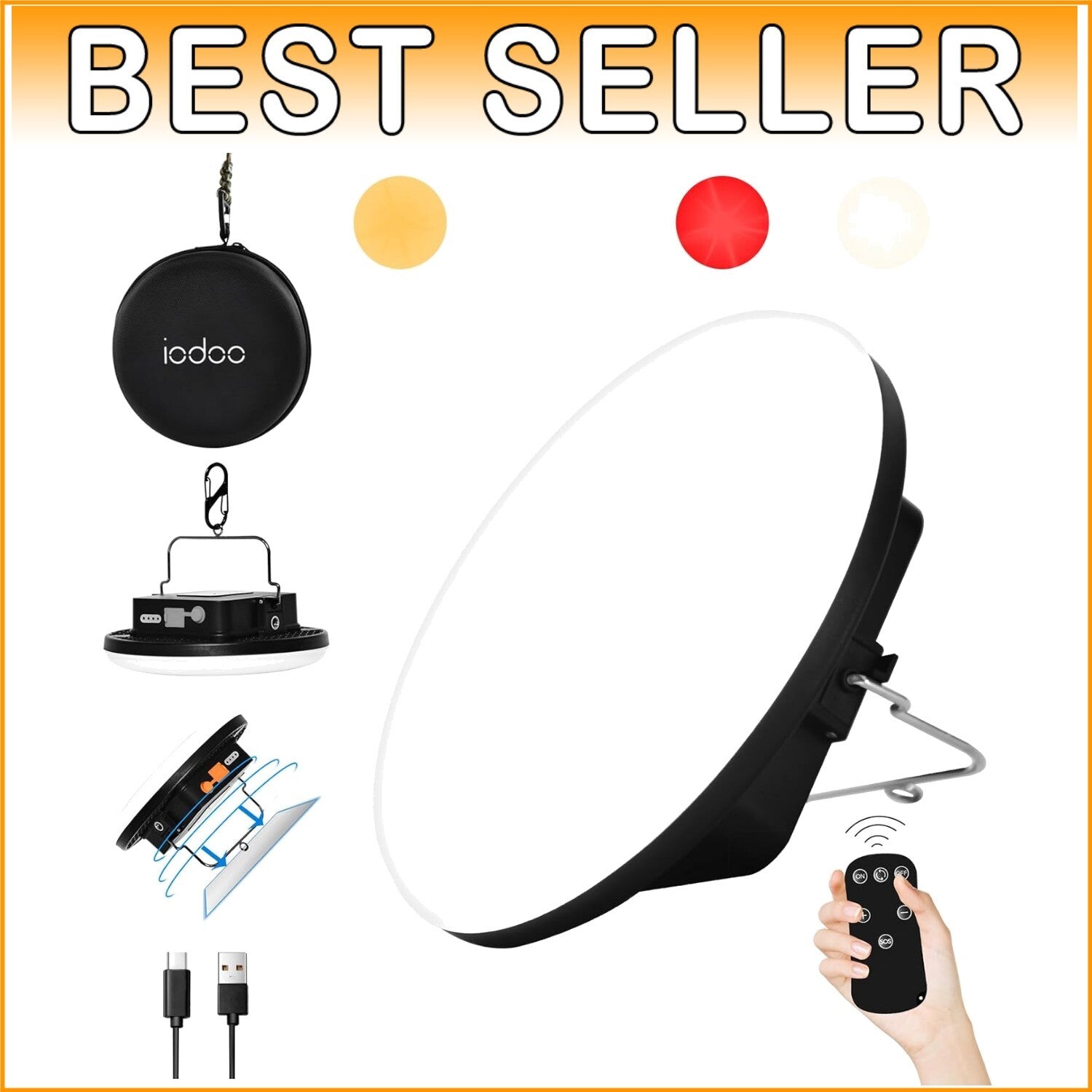 Portable 3000LM Camping Light with Magnet Base - Ideal for Outdoor Adventures