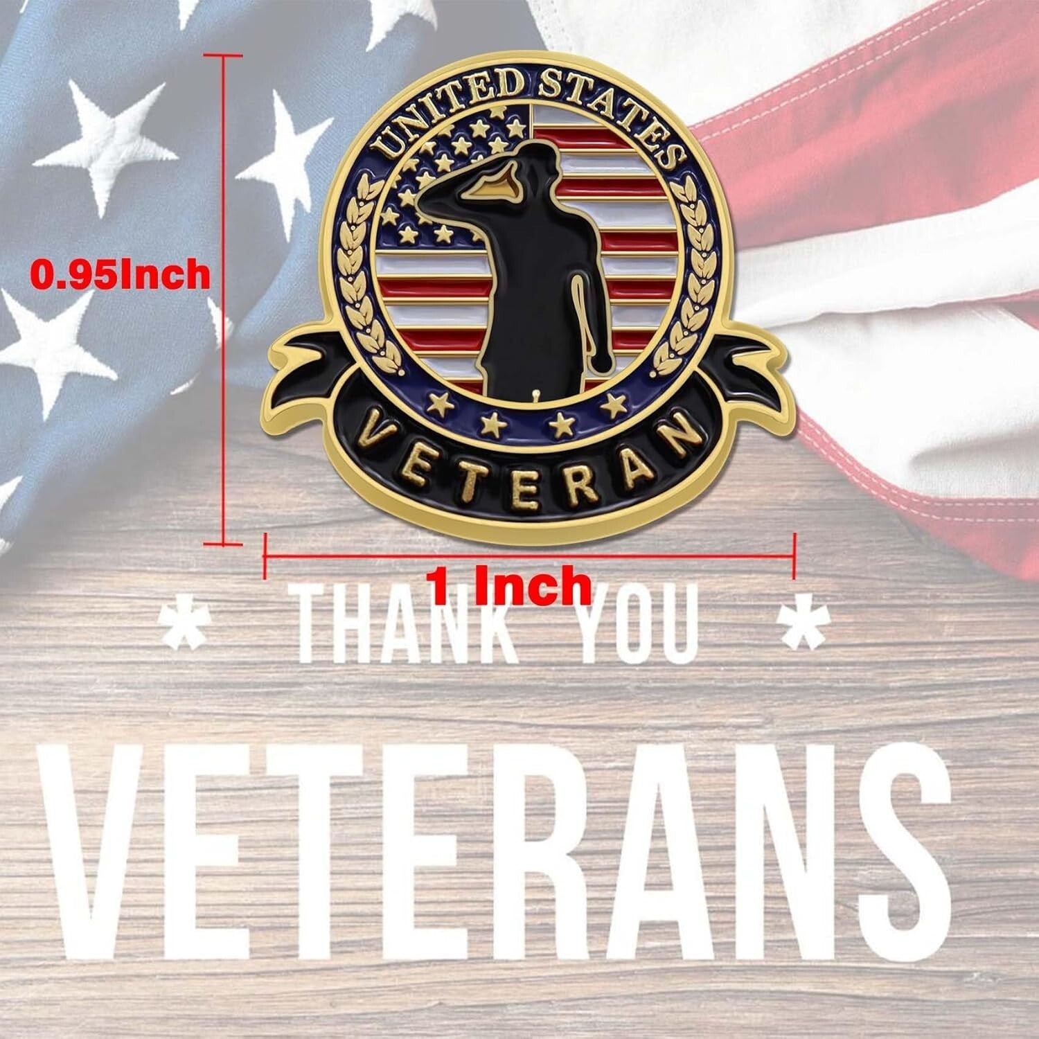 Patriotic American Flag Veteran Pins – 1 Inch Lapel Pin Brooch Set of 10-100