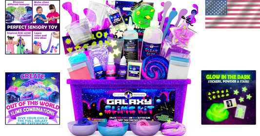 25-Piece Glow in The Dark Galaxy Slime Craft Kit - Fun Easter Gift for Girls