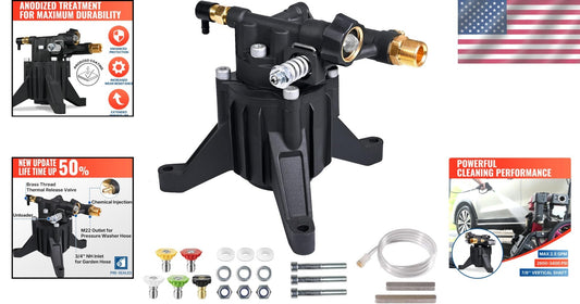 Durable 3400 PSI Vertical Pressure Washer Pump - Effortless Maintenance & Setup