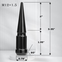 Load image into Gallery viewer, 12mmx1.5 Wheel Spike Lug Nuts – Durable Closed End Nuts with Socket Key