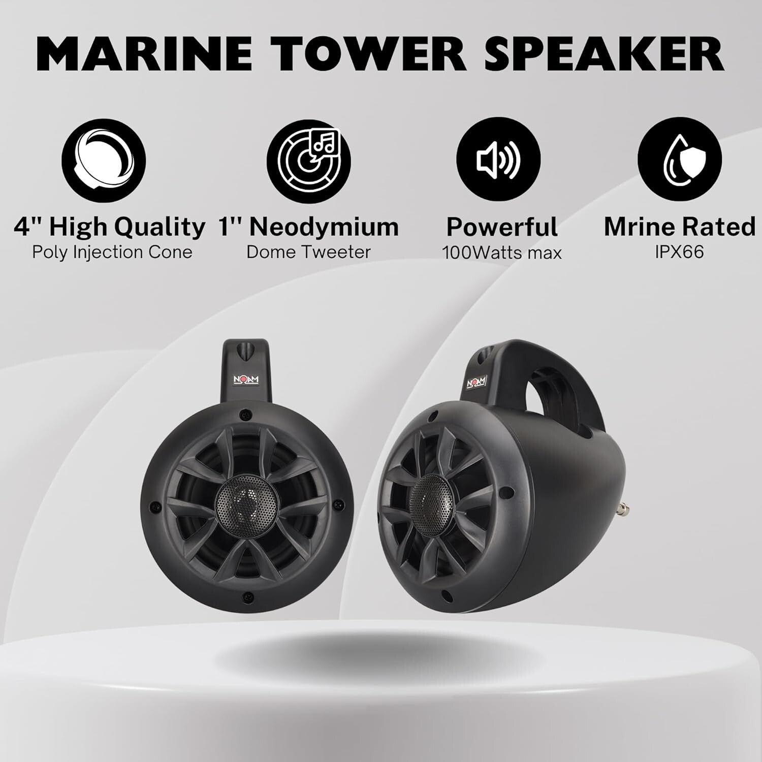 Compact Marine Stereo System with Remote, Ideal for Golf Carts and UTVs