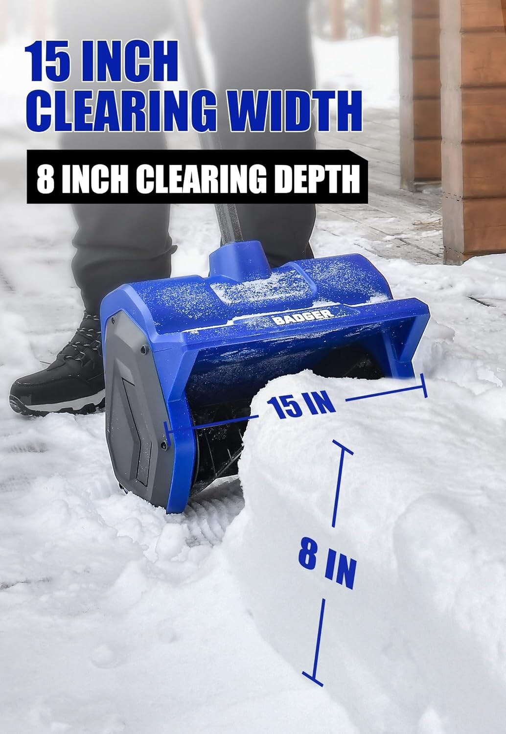 40V Electric Snow Shovel with 15" Width - Lightweight & Powerful for Heavy Snow