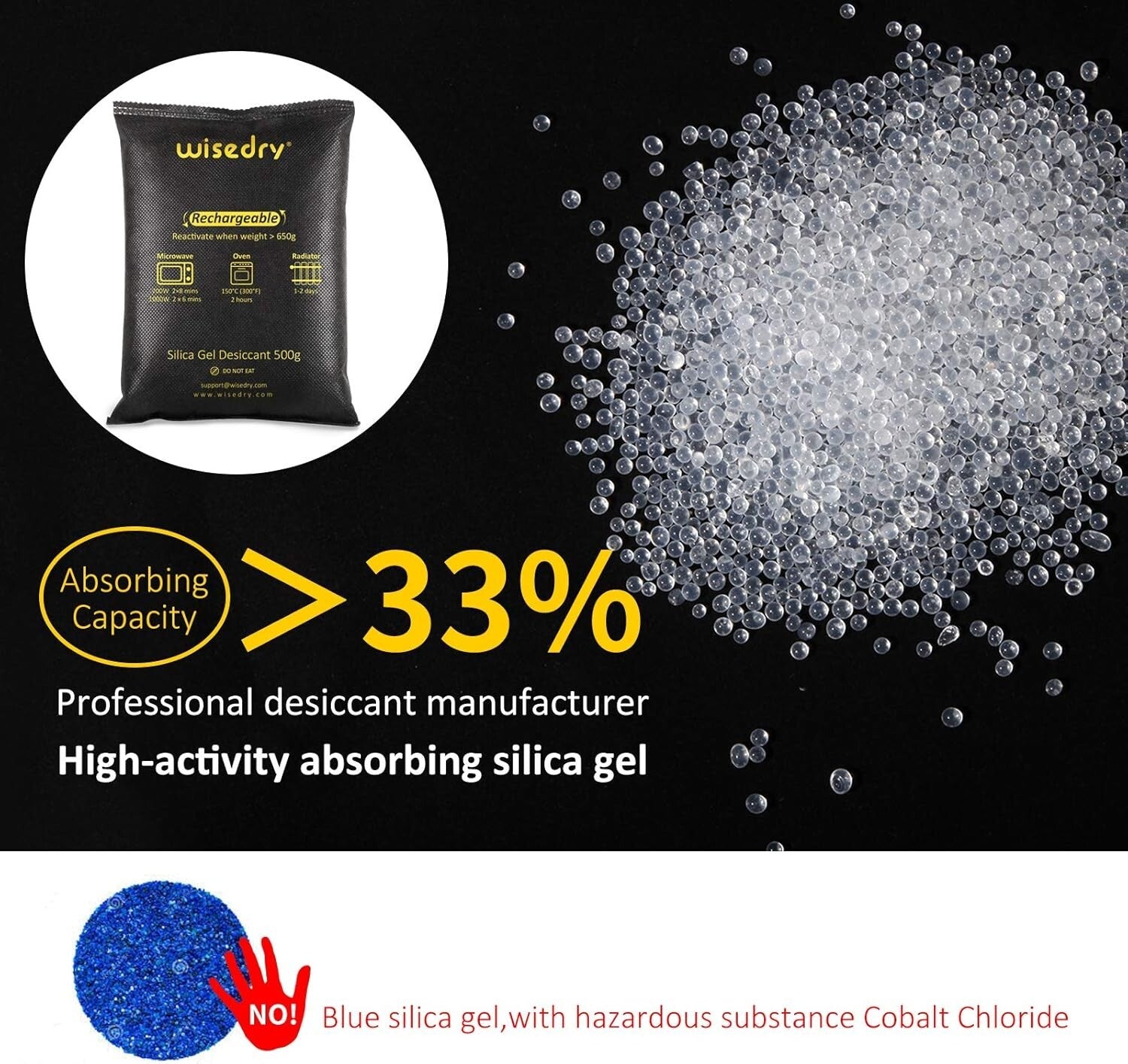 Large 4 x 500g Silica Gel Moisture Absorber Bags - Safe & Reusable Dehumidifier