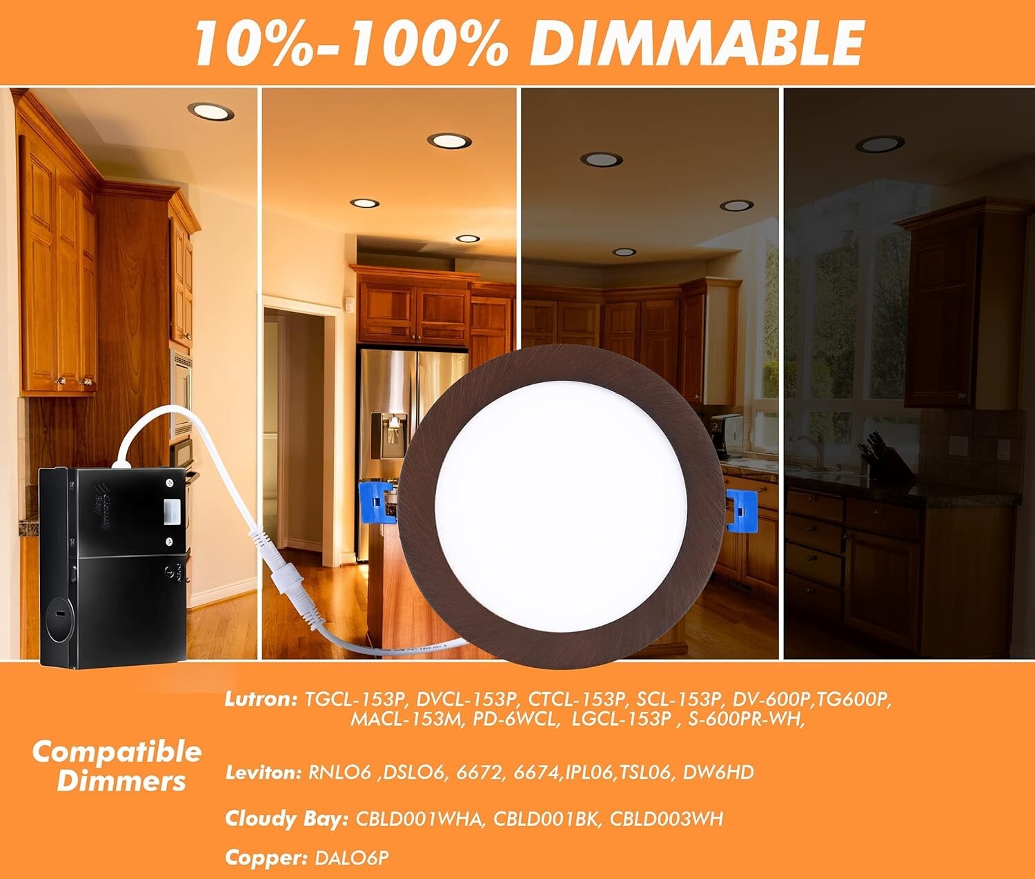 Elegant Oil Rubbed Bronze LED Recessed Lights - 6 Pack, 3000K-5000K Selectable