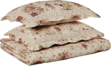 Load image into Gallery viewer, Authentic Patchwork Antique Rose Quilt Set in Ecru for Stylish Full/Queen Beds