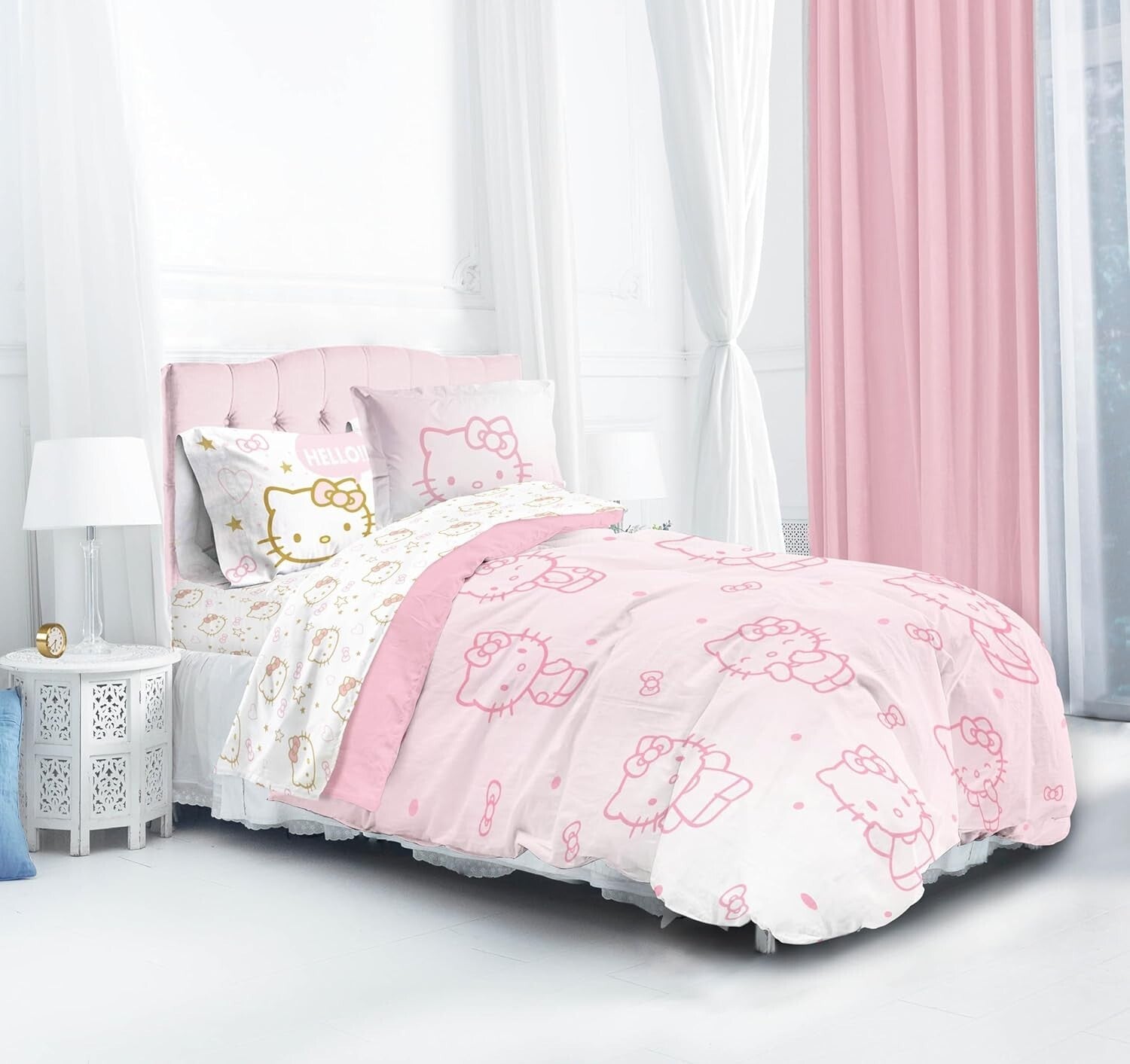 5-Piece Hello Kitty Twin Comforter Set with Sheets & Pillow Covers - Cozy Fun!