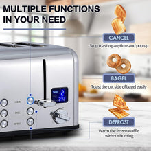 Load image into Gallery viewer, Ultra-Clear LED 4 Slice Toaster with Extra Wide Slots for Perfect Toast Every...