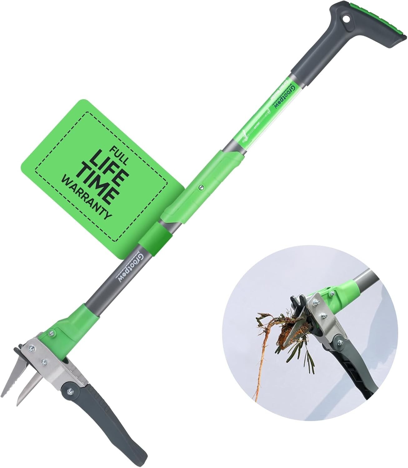 Ergonomic 40" Cast Iron Weed Puller - Hands-Free Dandelion Removal Tool