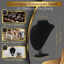 Load image into Gallery viewer, Black Velvet Necklace Holder - 11 Inch Display Stand for Weddings &amp; Birthdays