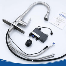 Load image into Gallery viewer, Modern Touchless Kitchen Faucet in Brushed Nickel with Retractable Hose Feature