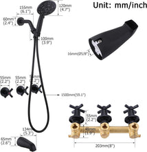 Load image into Gallery viewer, All-in-One Shower Tub Kit: 3 Handles, 8 Settings &amp; Elegant Matte Black Finish