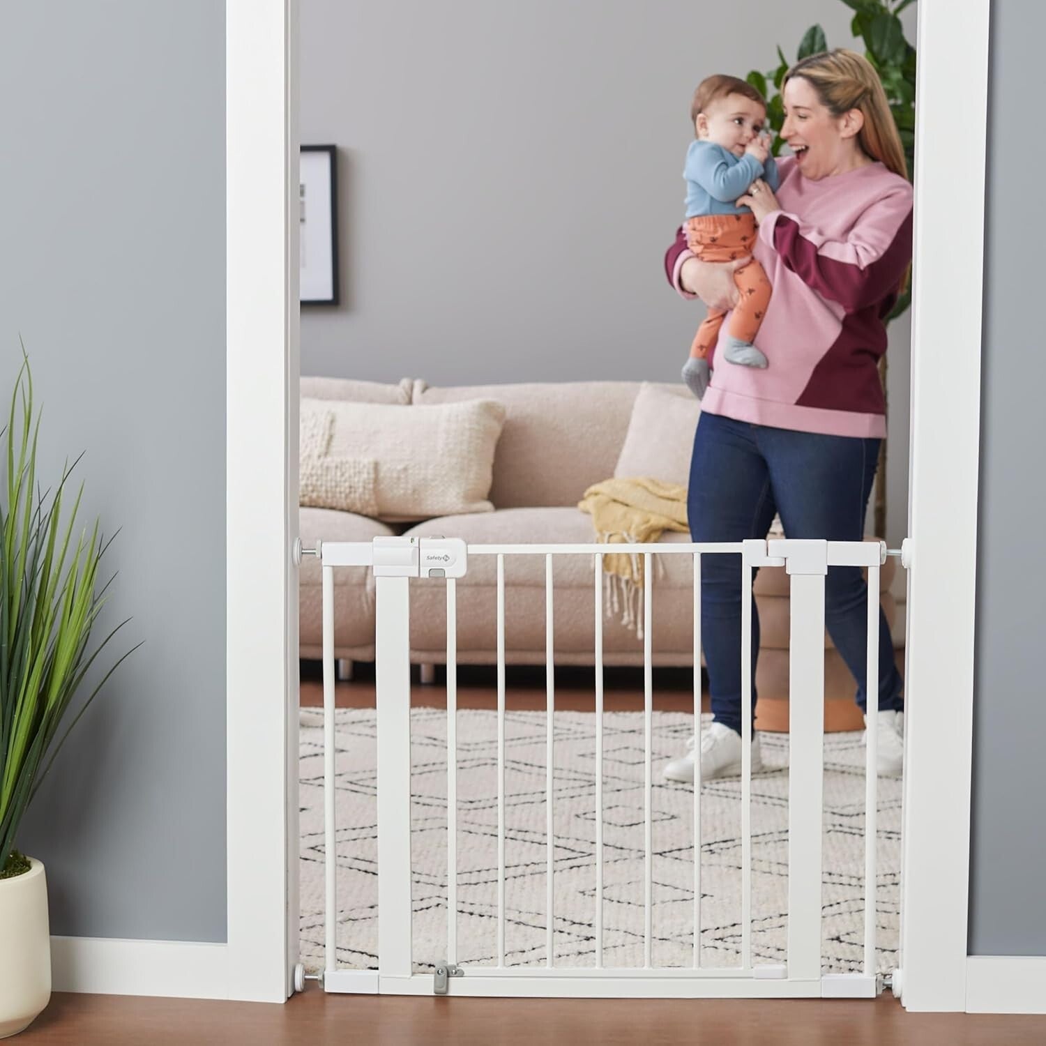 SecureTech Walk-Through Baby Gate – Adjustable 29"-38" for Pets and Children