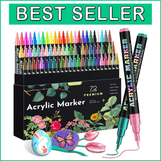 Vibrant 72 Colors Acrylic Paint Pens - Ideal for Sketching, Calligraphy & More