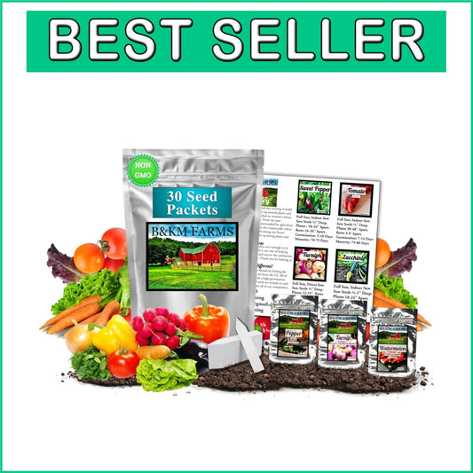 5+ Year Heirloom Seed Supply: 30 Vegetables & Fruits in Weather-Proof Mylar Pack