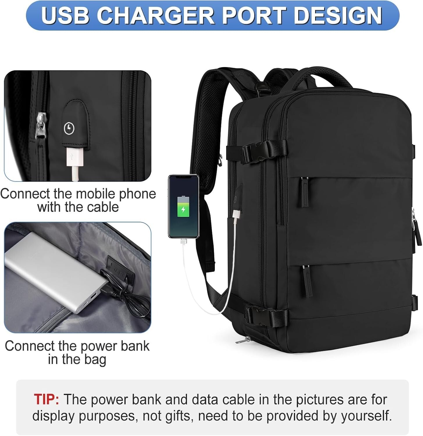 Comfortable Large Travel Backpack with Shoe Compartment - Ideal for Adventures