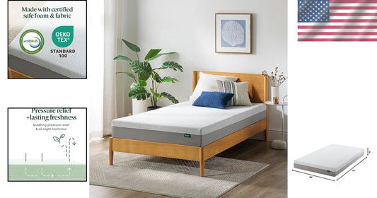 Breathable Twin 6-Inch Memory Foam Mattress with 7-Zone Comfort for Better Sleep
