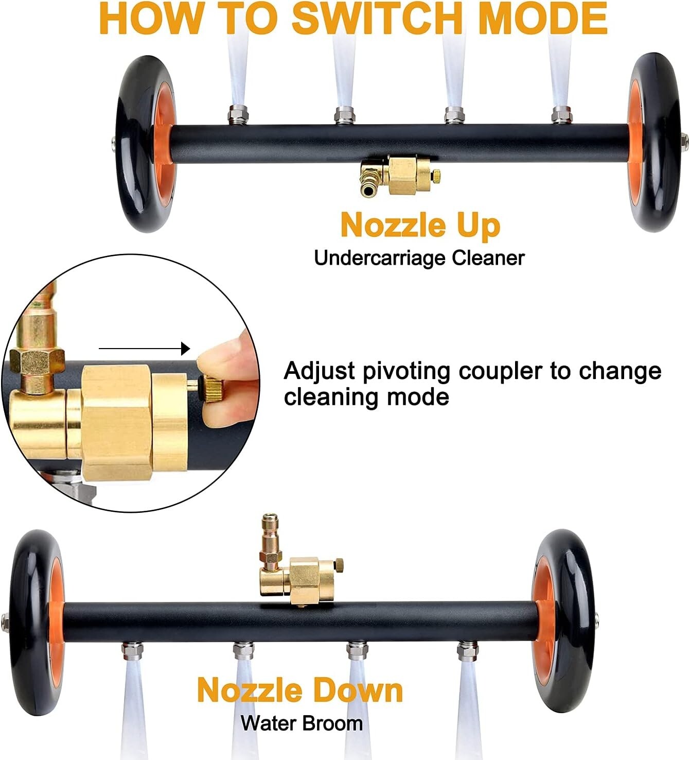 4000 PSI Undercarriage Cleaner & Water Broom - Quick Connect Extension Wands