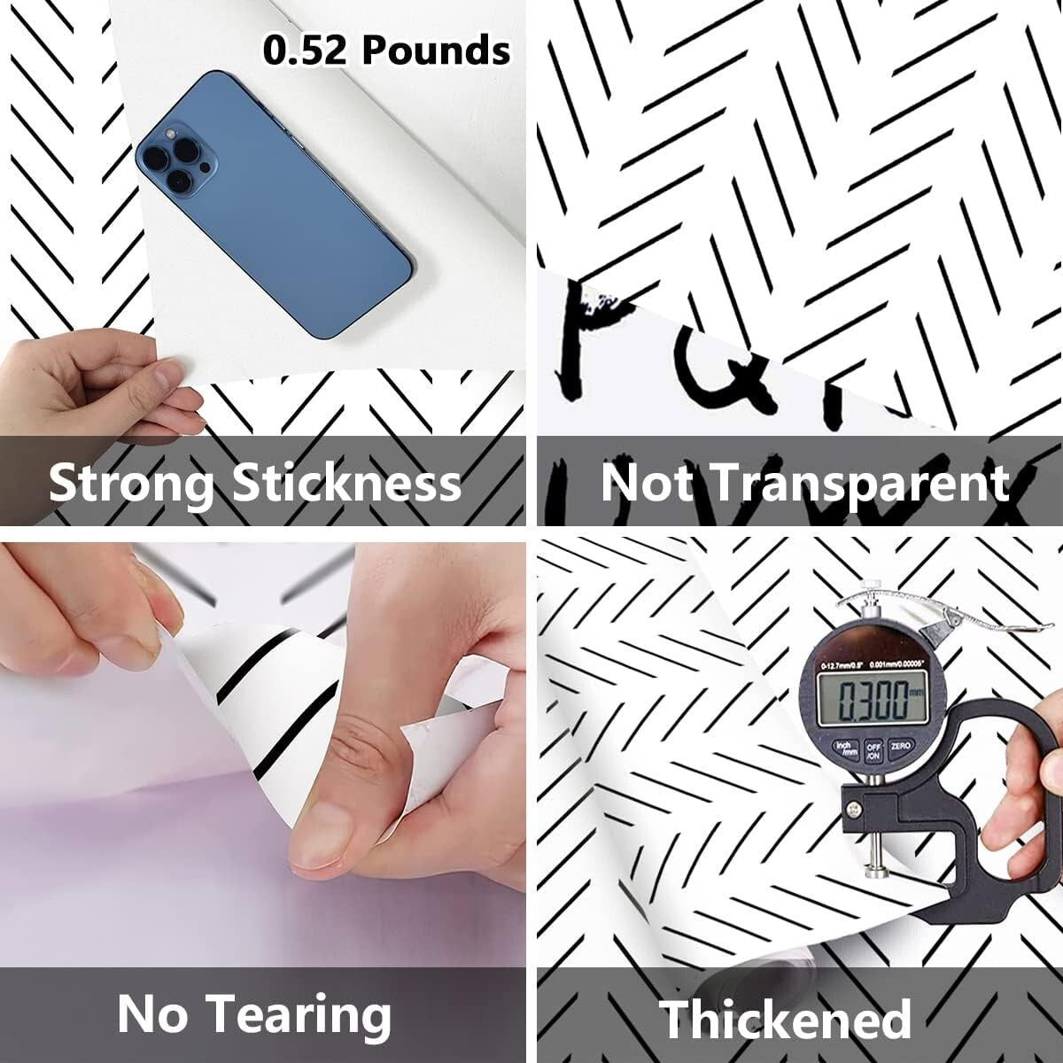 72.65 Sq.ft Modern Black & White Peel and Stick Wallpaper for Versatile Décor