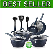 Load image into Gallery viewer, Durable 11-Piece Nonstick Cookware Set with Tempered Glass Lids and Utensils