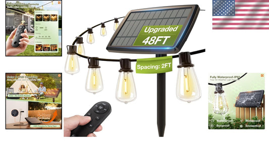 All-Weather Solar String Lights - 24 Shatterproof LED Bulbs Perfect for Patios