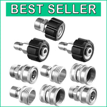 Load image into Gallery viewer, Premium 9-Piece Pressure Washer Adapter Set - Stainless Steel Quick Connect Kit