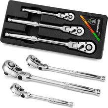 Load image into Gallery viewer, Pro-Grade Flex-Head Ratchet Set - 180° Pivot, Quick-Release Ratcheting Tools