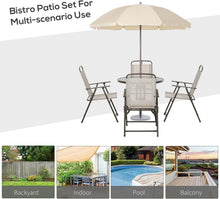 Load image into Gallery viewer, Stylish Outdoor Dining Set for 4 - 6 Pieces with Umbrella &amp; Tempered Glass Table
