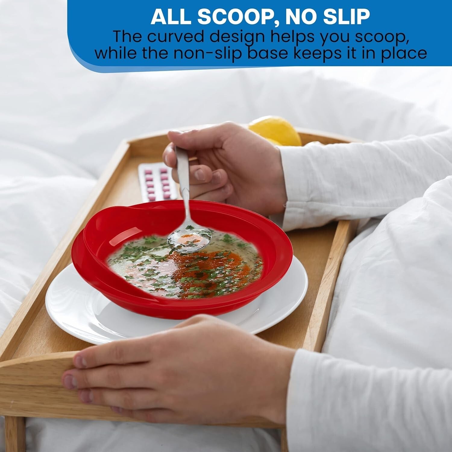Durable Non-Slip Scoop Plates - 9-inch Set of 6 for Adults with Disabilities